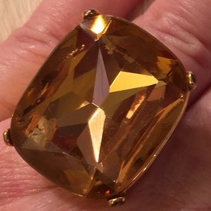 Aldo GoldTone Cocktail Ring w/Lg Amber Cz 7.44